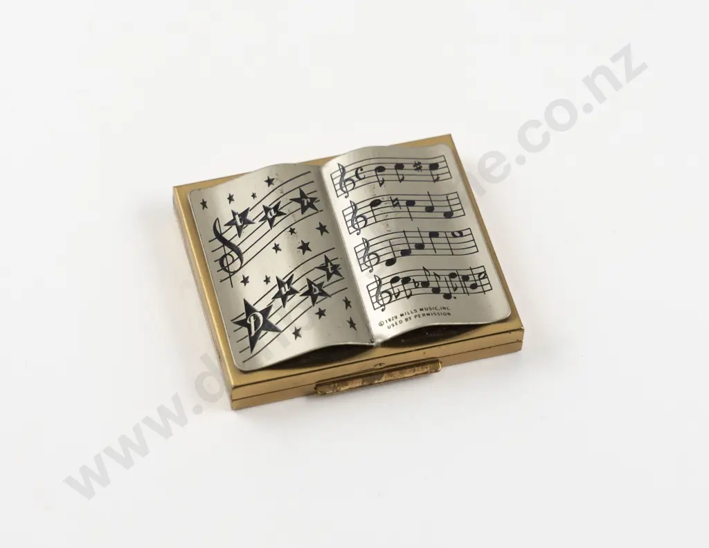 1930s Mills Music Inc 'Star Dust' Musical Book Powder Compact Image 1++