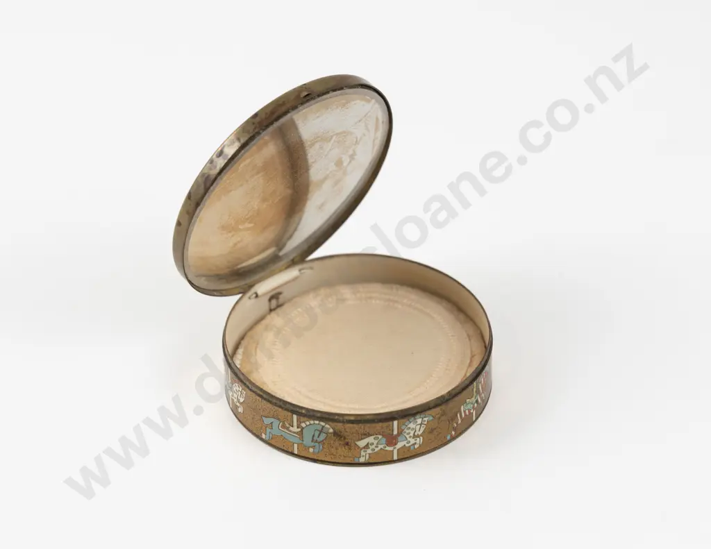 Mid Century Enamel Horse Carousel Powder Compact Image 1++