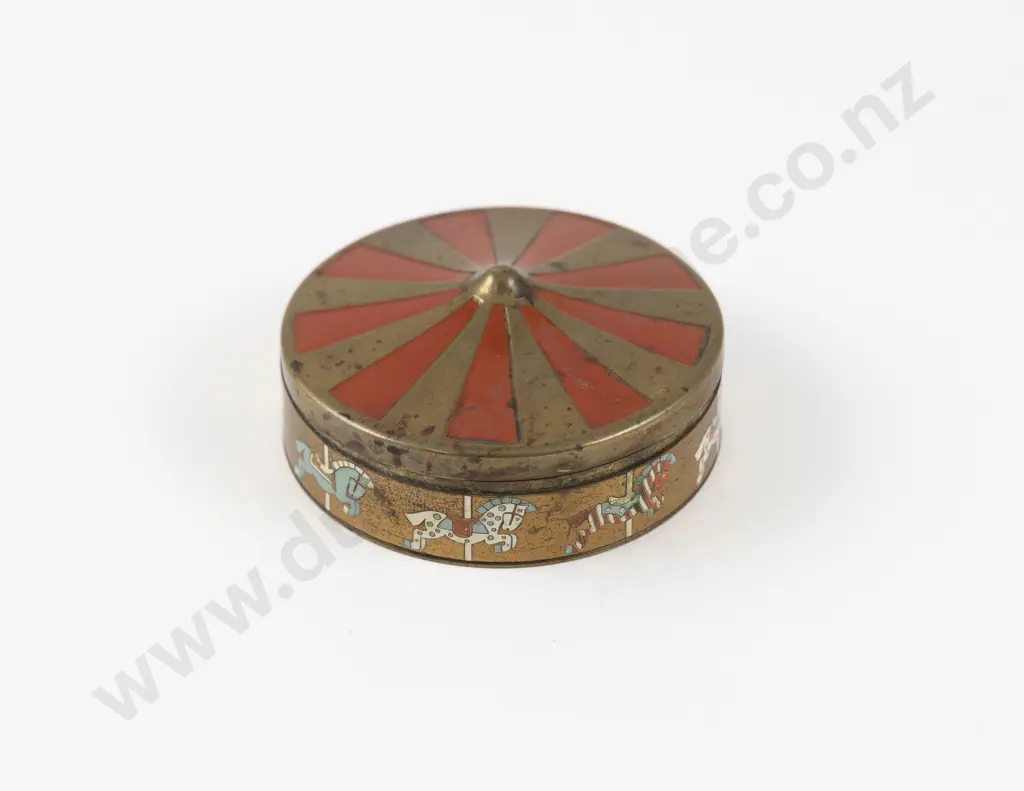 Mid Century Enamel Horse Carousel Powder Compact Image 1++