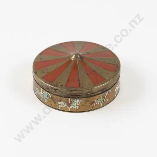 Mid Century Enamel Horse Carousel Powder Compact