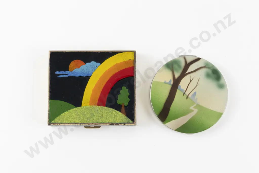 Two Vintage Enamelled Powder Compacts Image 1++