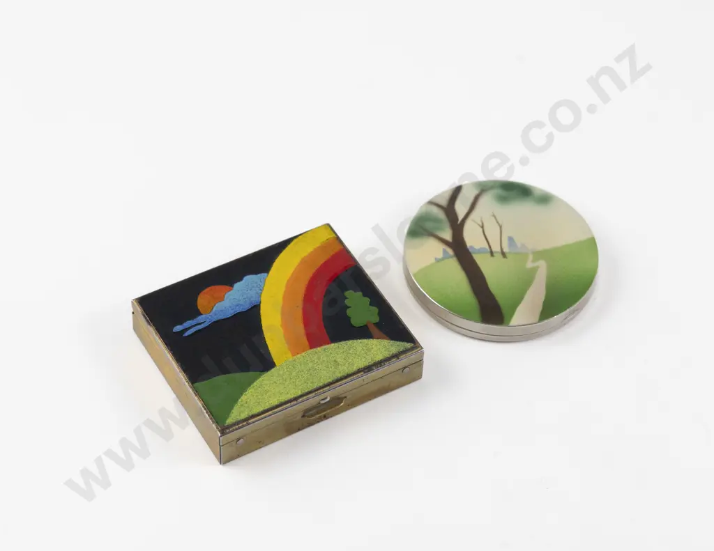 Two Vintage Enamelled Powder Compacts Image 1++