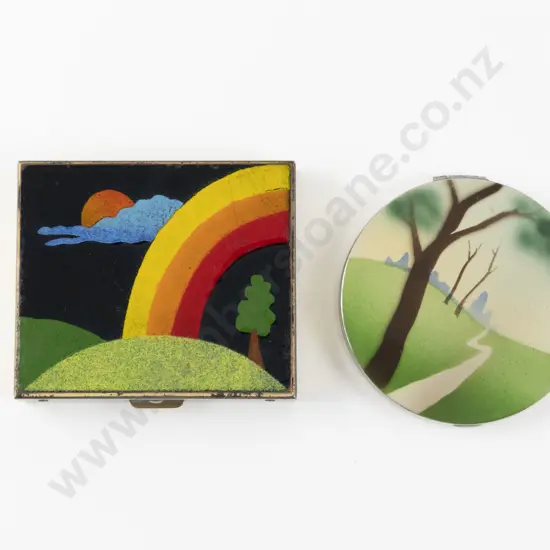 Two Vintage Enamelled Powder Compacts