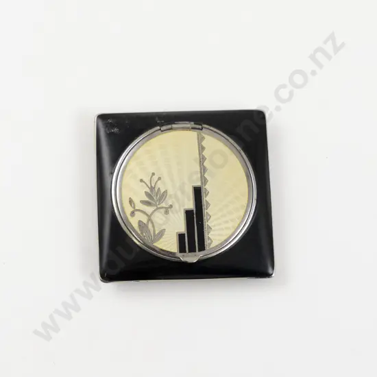 Art Deco Evans Case Company America 'Tap Sift' Guilloche Enamel Powder Compact