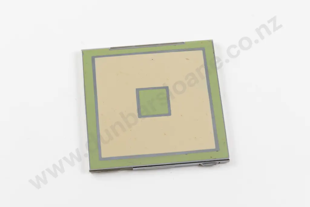 Art Deco Green Enamel Square Powder Compact Image 1++