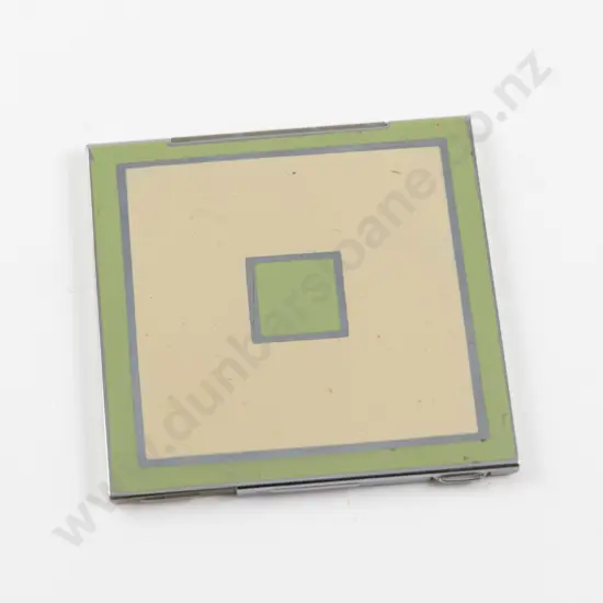 Art Deco Green Enamel Square Powder Compact