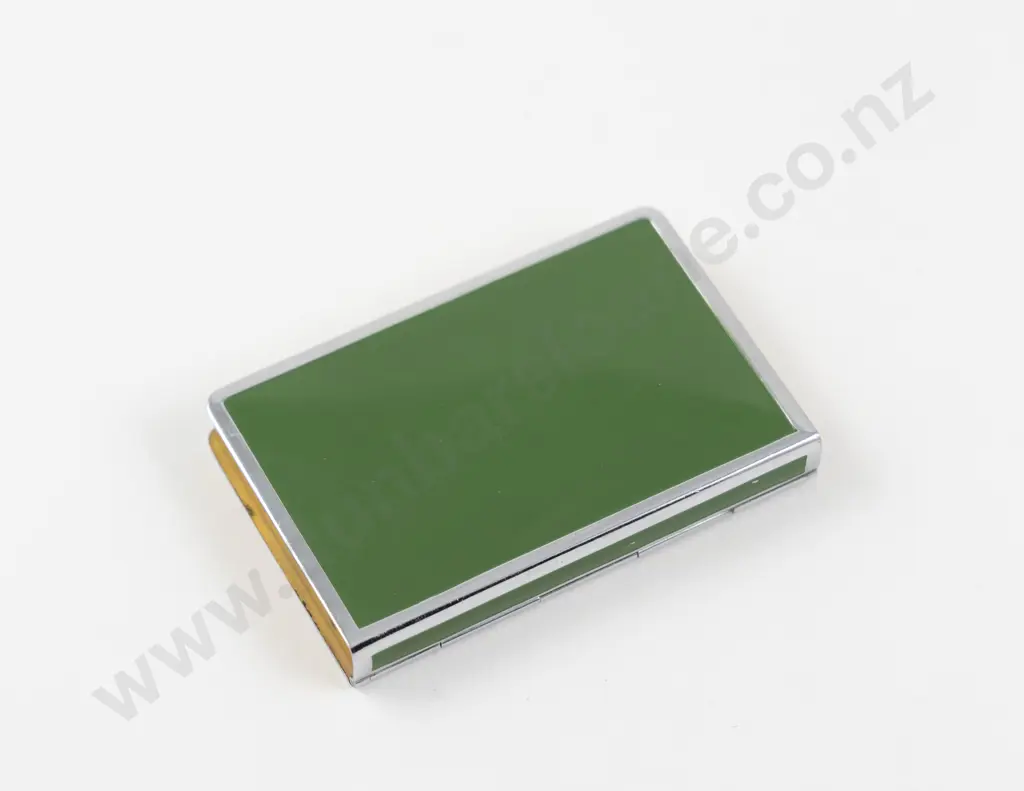 Art Deco Green Enamel and Chrome Watch Powder Compact Image 1++
