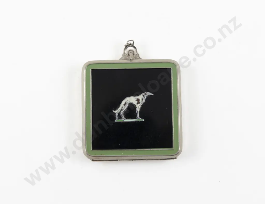 Art Deco Evans Case Company (American) Enamel Borzoi Dog Powder Compact Image 1++
