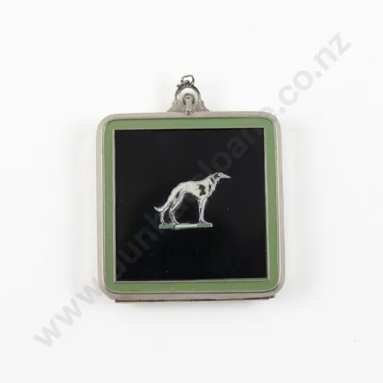 Art Deco Evans Case Company (American) Enamel Borzoi Dog Powder Compact