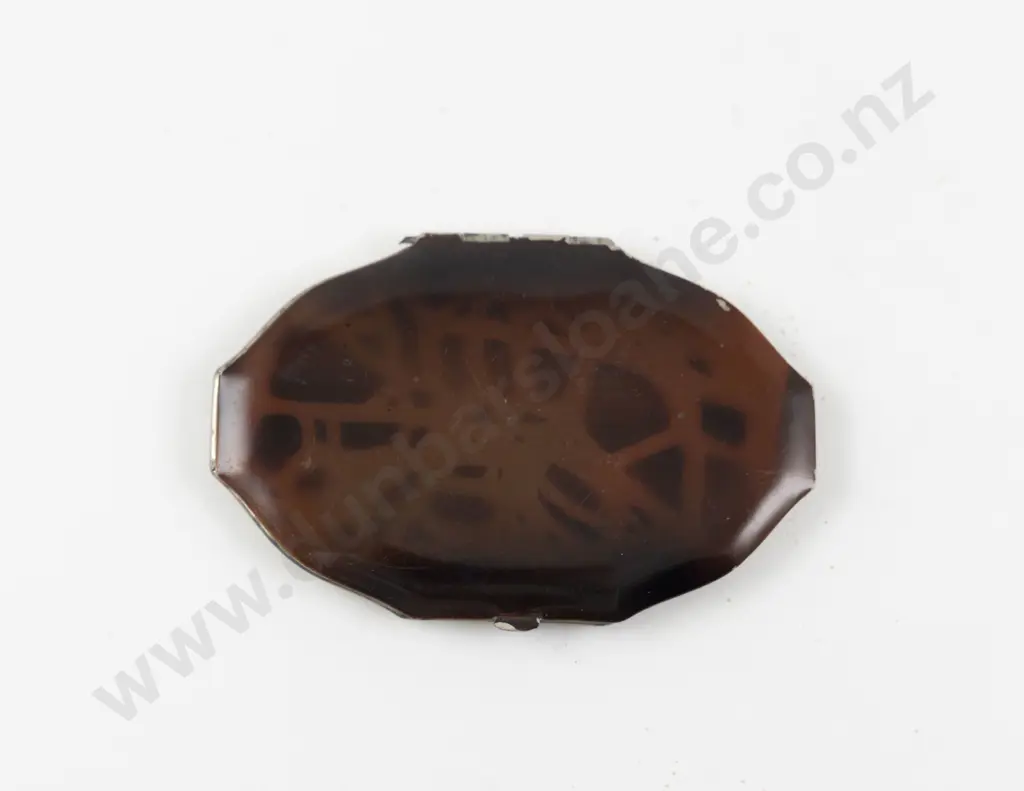 Art Deco Celluloid Oval Powder Compact Image 1++