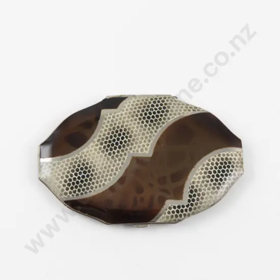 Art Deco Celluloid Oval Powder Compact