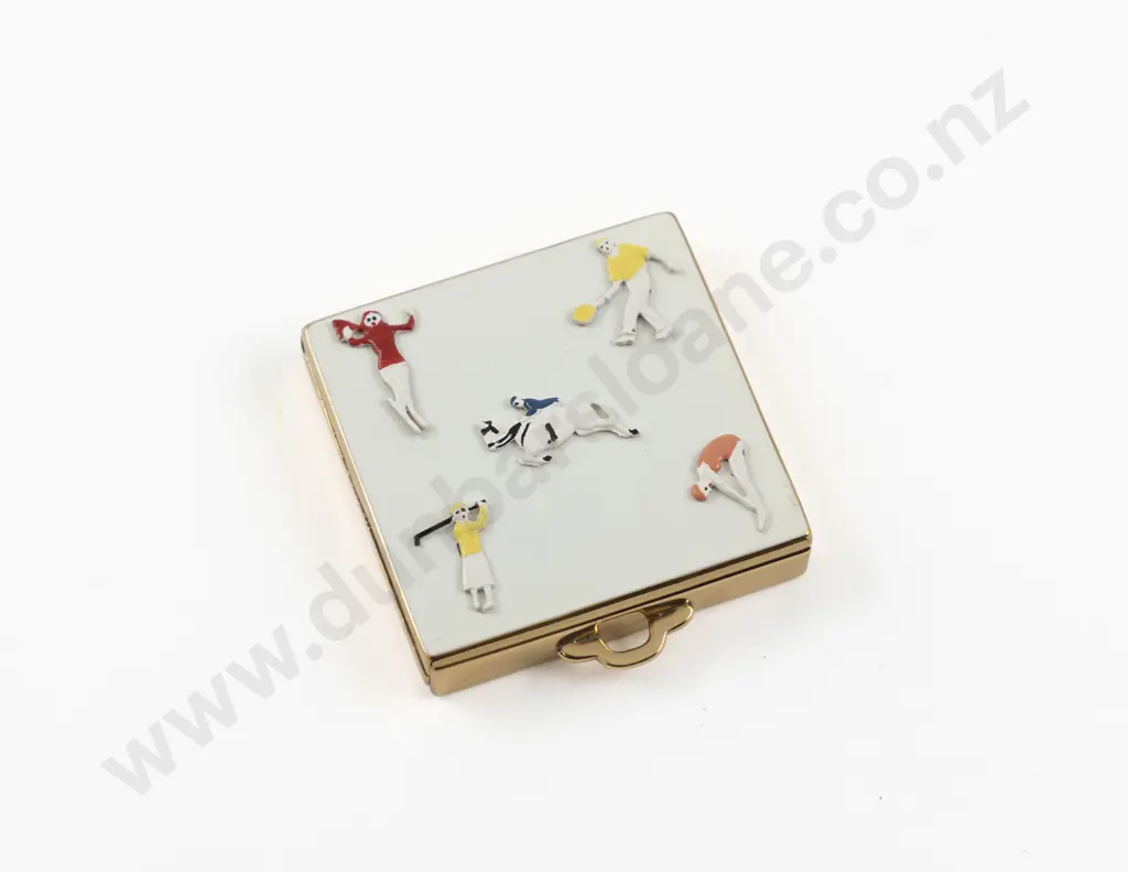 Art Deco Enamel Multi Sport Powder Compact Image 1++