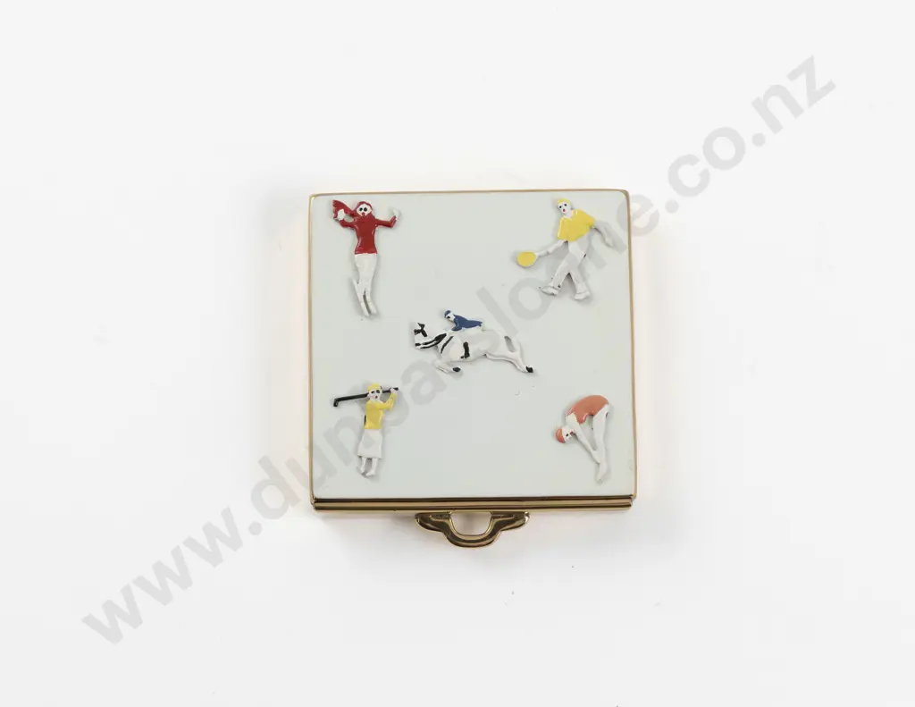 Art Deco Enamel Multi Sport Powder Compact Image 1++