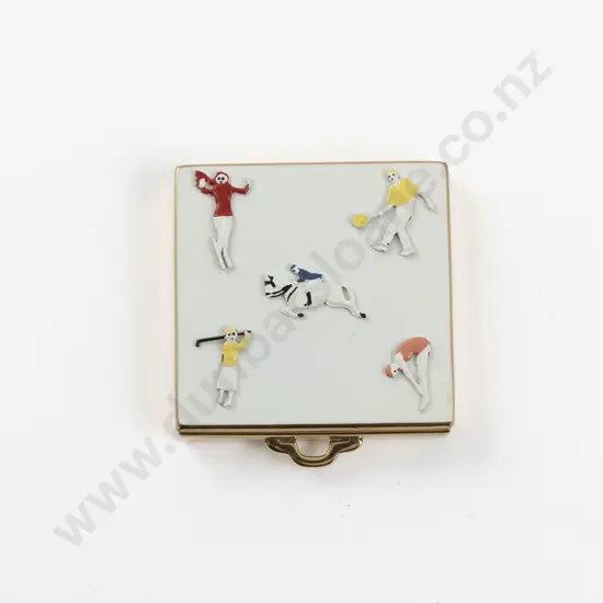 Art Deco Enamel Multi Sport Powder Compact