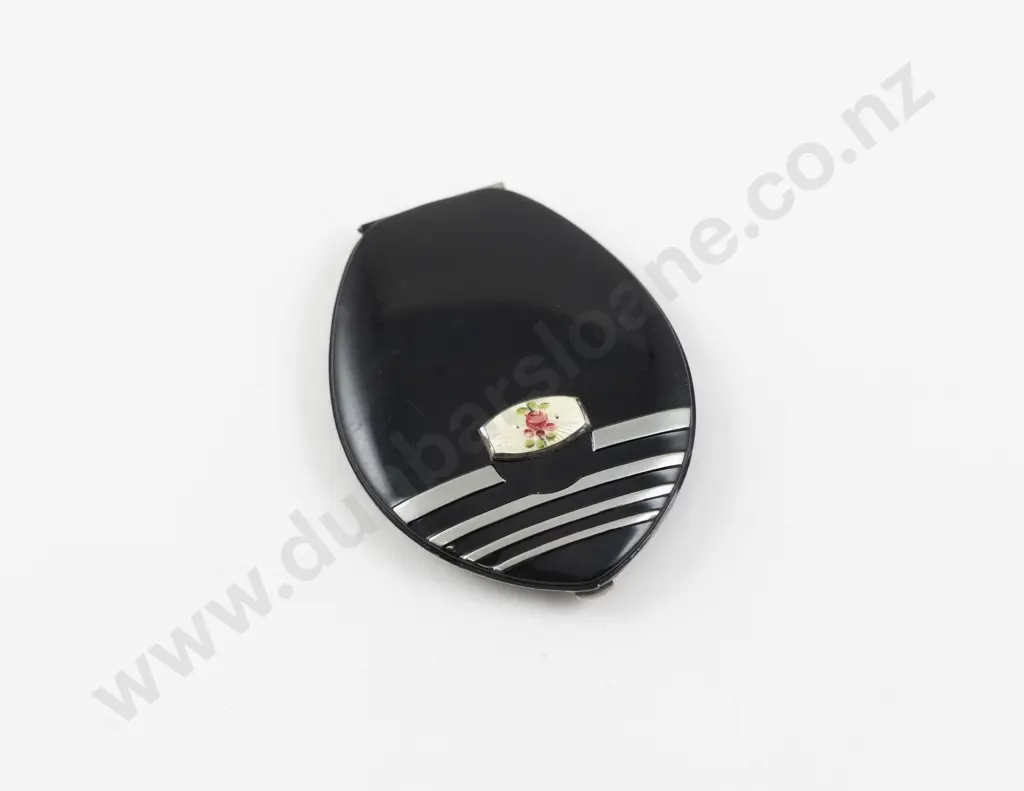 Art Deco Elgin American Enamel Floral Powder Compact Image 1++