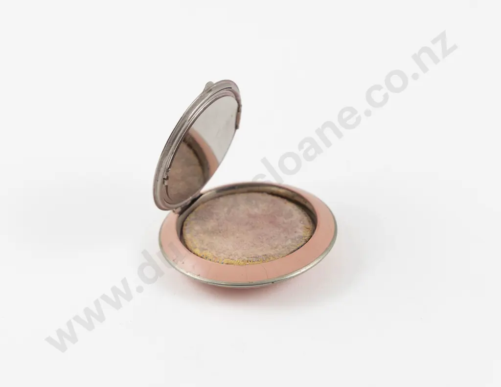 Art Deco Guilloche Enamel Floral Powder Compact Image 1++