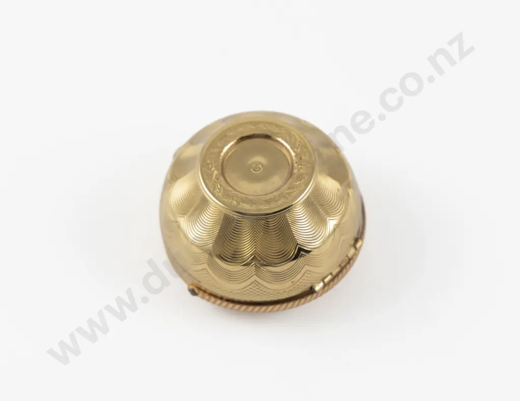 Vintage Kigu of London Gold Plated Carved Lucite Floral Powder Compact Image 1++