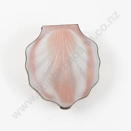 Vintage (Russian) .875 Silver Gilt Mounted Moulded Plastic Clam Shell Compact