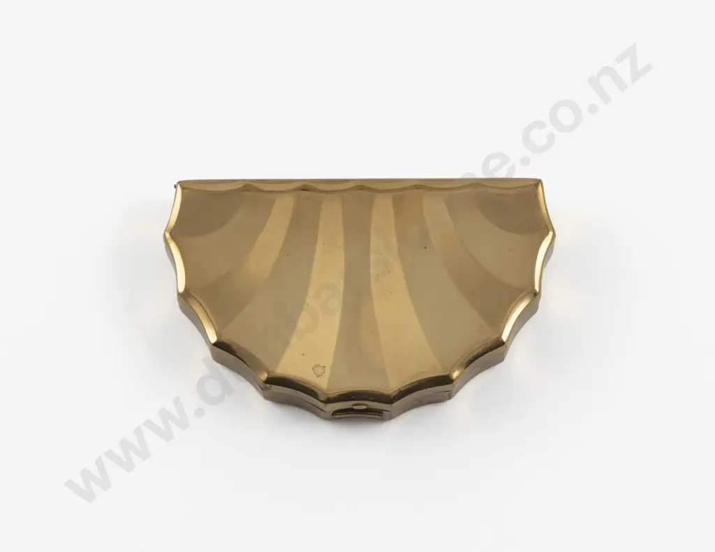 Vintage Kotler & Kopit (American) Gold Plated Fan Shape Powder Compact Image 1++