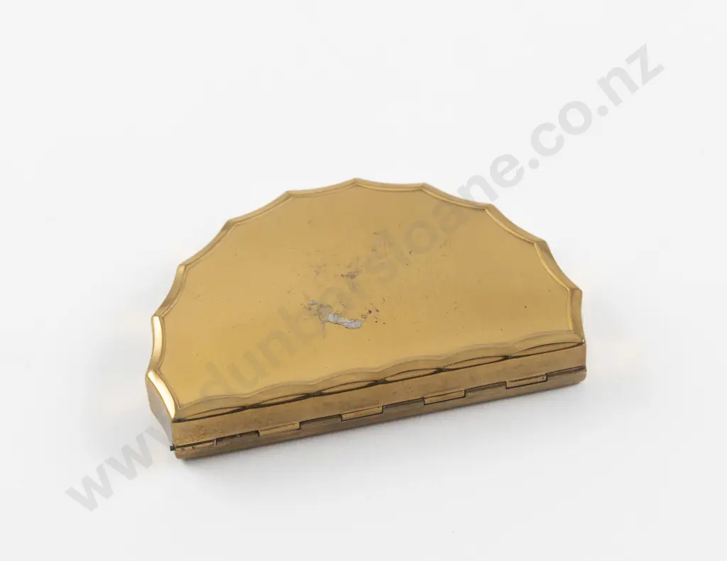 Vintage Kotler & Kopit (American) Gold Plated Fan Shape Powder Compact Image 1++