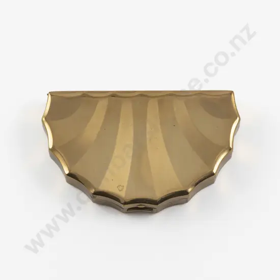 Vintage Kotler & Kopit (American) Gold Plated Fan Shape Powder Compact