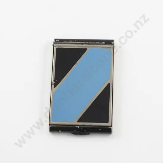 1920 - 1930s Blue and Black Enamel Geometric Powder Compact
