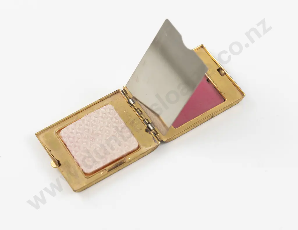 1930s Vanstyle Gold Plated and Enamel Geometric Rouge and Powder Compact Image 1++