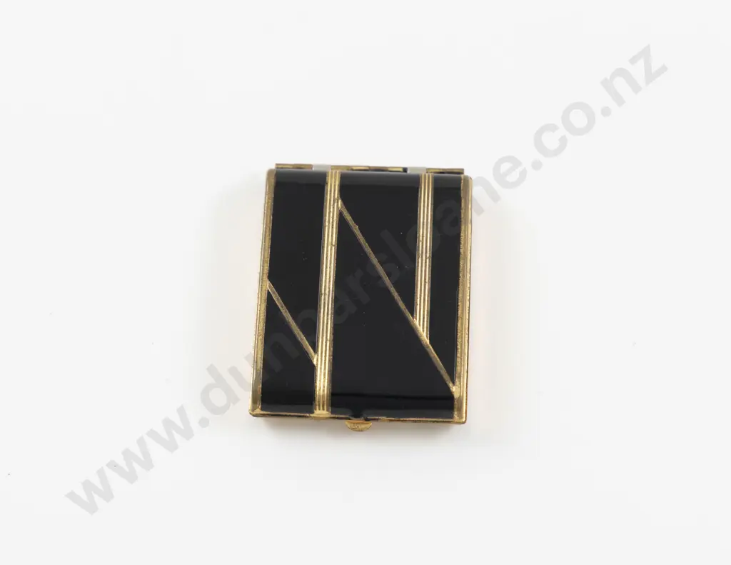 1930s Vanstyle Gold Plated and Enamel Geometric Rouge and Powder Compact Image 1++
