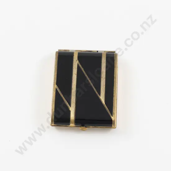 1930s Vanstyle Gold Plated and Enamel Geometric Rouge and Powder Compact