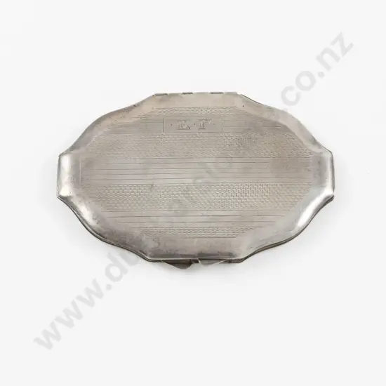 Vintage S/S Engraved Powder Compact