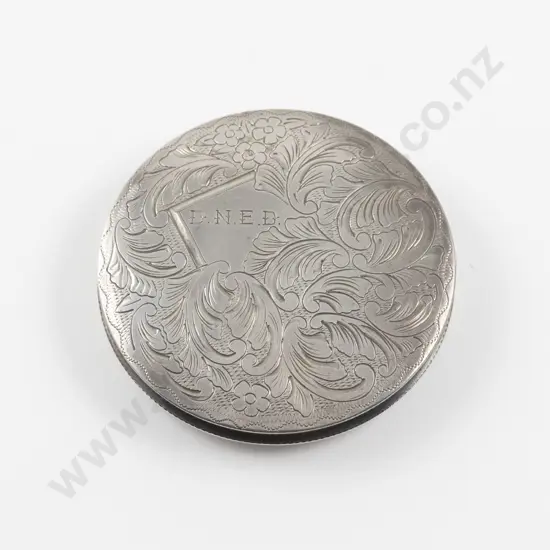 Vintage .833 Silver 'Lustig Gering' (Israel) Engraved Powder Compact
