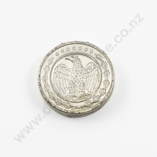 1950s Elgin American Silver Plated Classic Coin Powder Compact
