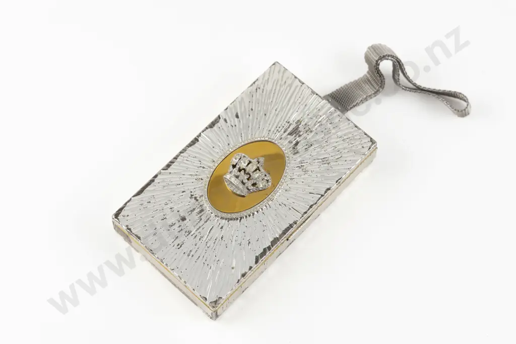 Vintage Evans Case Company (American) Rhinestone Royal Crown Carryall Compact Image 1++