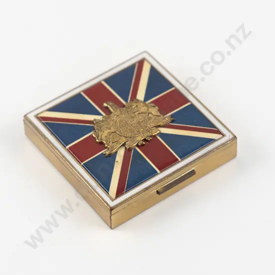 1940 - 1950s Evans Case Company (England) British Royal Coat of Arms Powder Compact