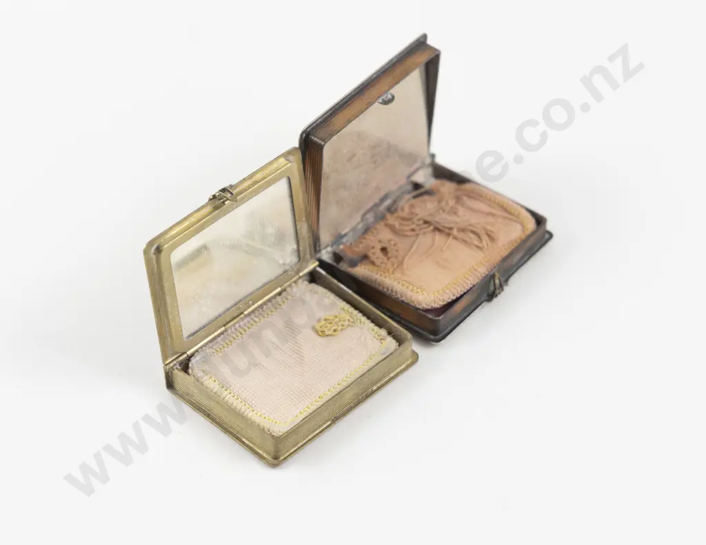 Two 1920s Antique Book Shaped Powder Compacts Image 1++