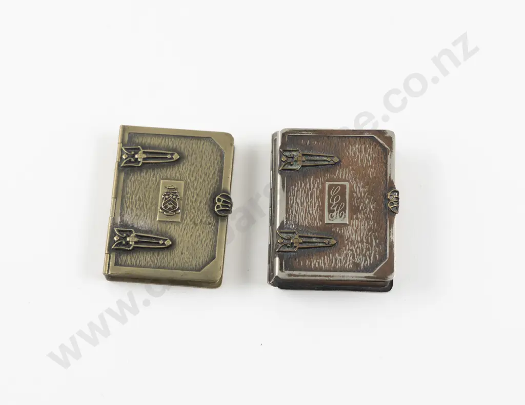Two 1920s Antique Book Shaped Powder Compacts Image 1++