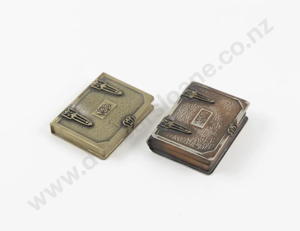 Two 1920s Antique Book Shaped Powder Compacts Image 1++