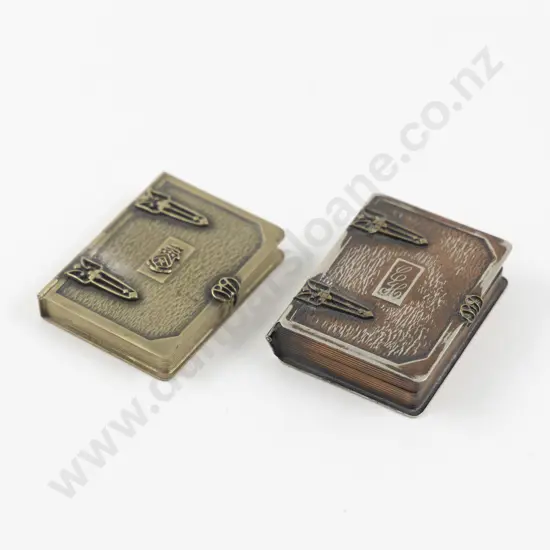 Two 1920s Antique Book Shaped Powder Compacts