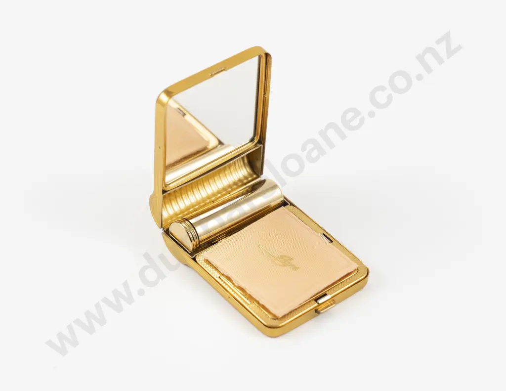 1950s Evans Case Company (American) Enamel Floral and Butterfly Lipstick and Powder Compact Image 1++