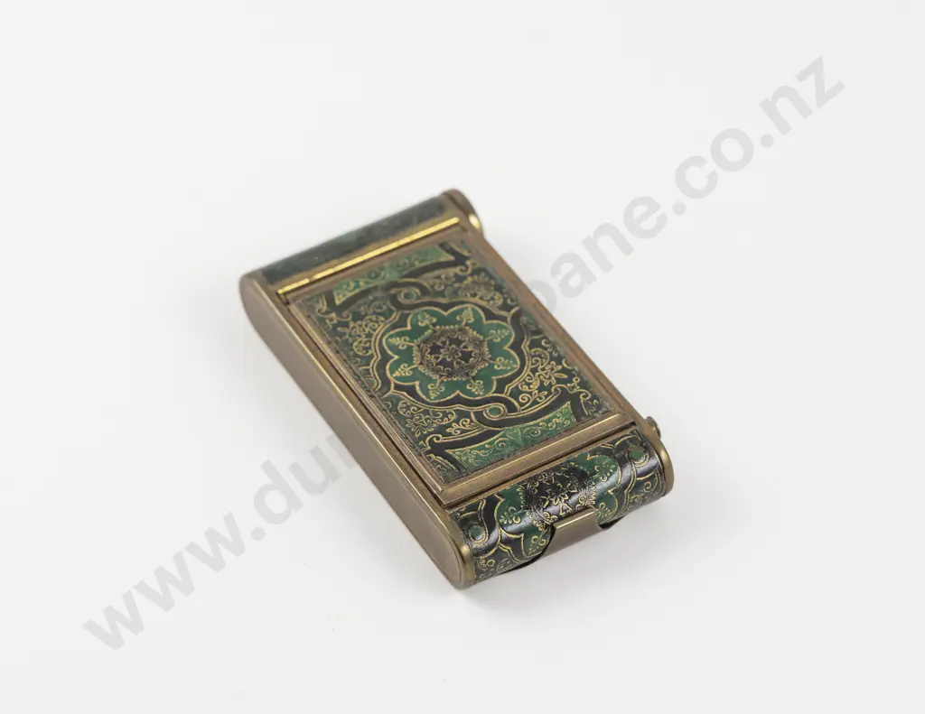 1950s Evans Case Company (American) Gold Plated and Enamel Persian Tapestry Style 3-in-1 Carryall Vanity Case Image 1++