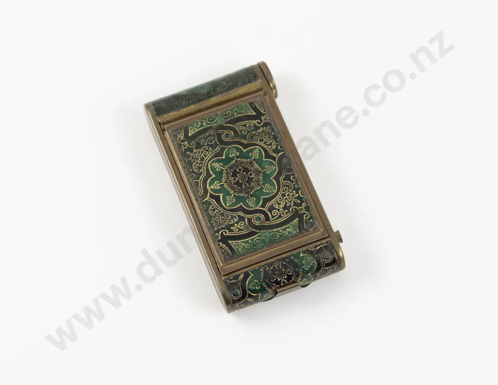 1950s Evans Case Company (American) Gold Plated and Enamel Persian Tapestry Style 3-in-1 Carryall Vanity Case Image 1++