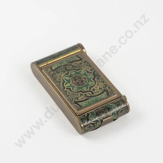 1950s Evans Case Company (American) Gold Plated and Enamel Persian Tapestry Style 3-in-1 Carryall Vanity Case