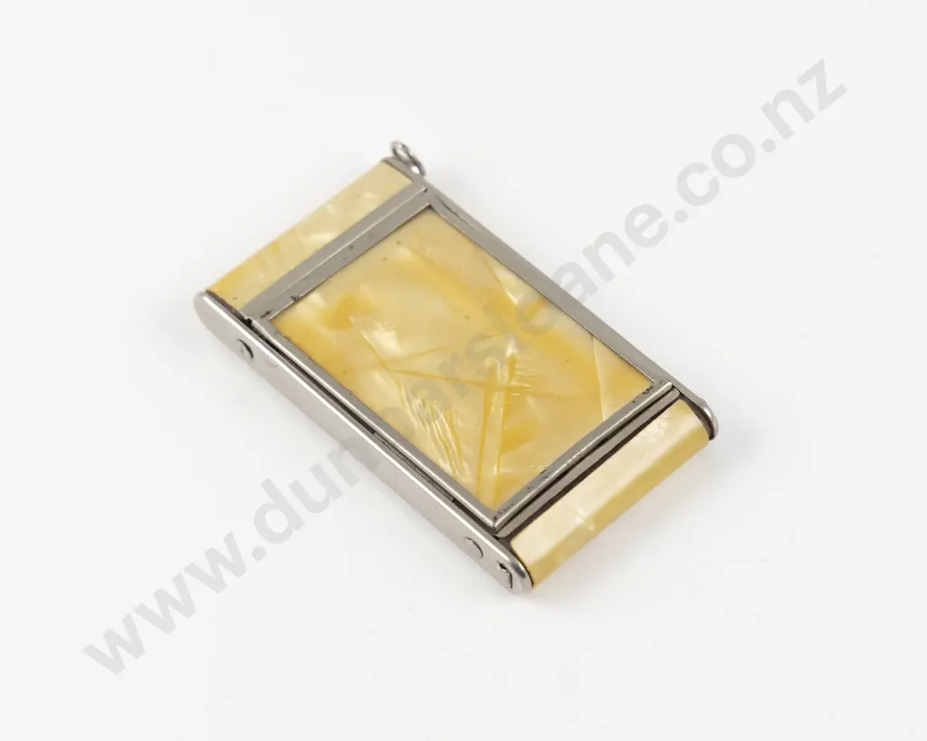1940s Girey Faux MOP Celluloid Camera Style 3-in1 Vanity Compact Image 1++