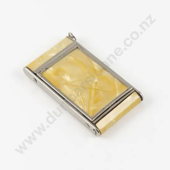 1940s Girey Faux MOP Celluloid Camera Style 3-in1 Vanity Compact