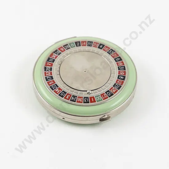 1930s Zephyr (America) Enamel Mechanical Roulette Powder Compact