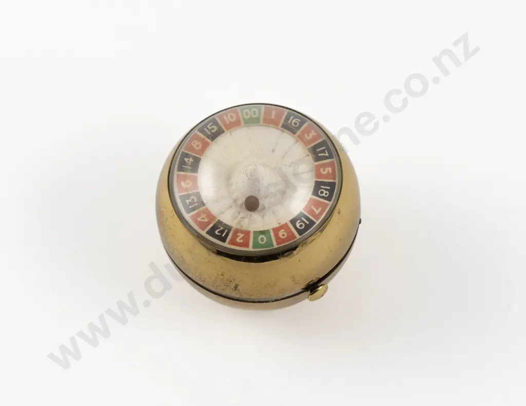 Vintage Parker Pen by Wadsworth Gold Plated Roulette Wheel Bauble Powder Compact Image 1++