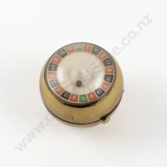 Vintage Parker Pen by Wadsworth Gold Plated Roulette Wheel Bauble Powder Compact