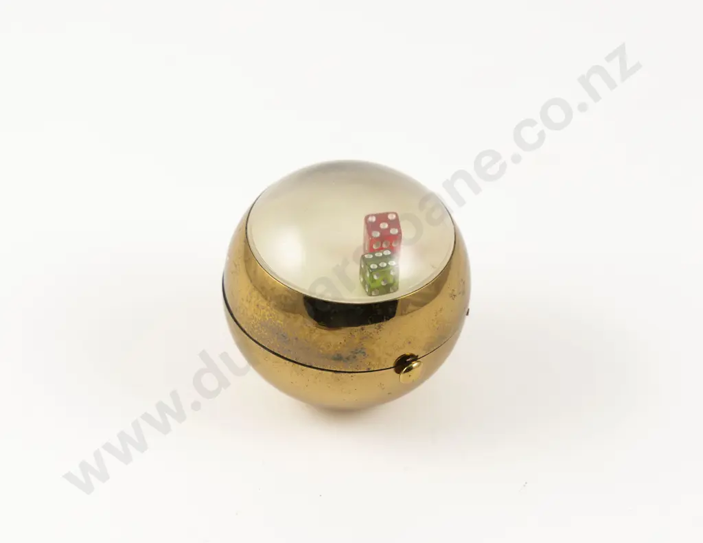Vintage Parker Pen by Wadsworth Gold Plated Dice Bauble Powder Compact Image 1++