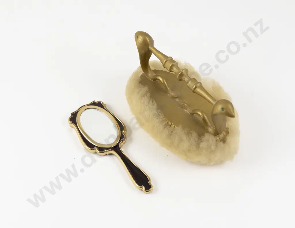 Vintage Ornate Handheld Mirror Powder Compact and Manicure Buffer Image 1++
