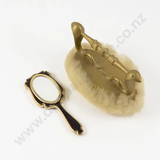 Vintage Ornate Handheld Mirror Powder Compact and Manicure Buffer